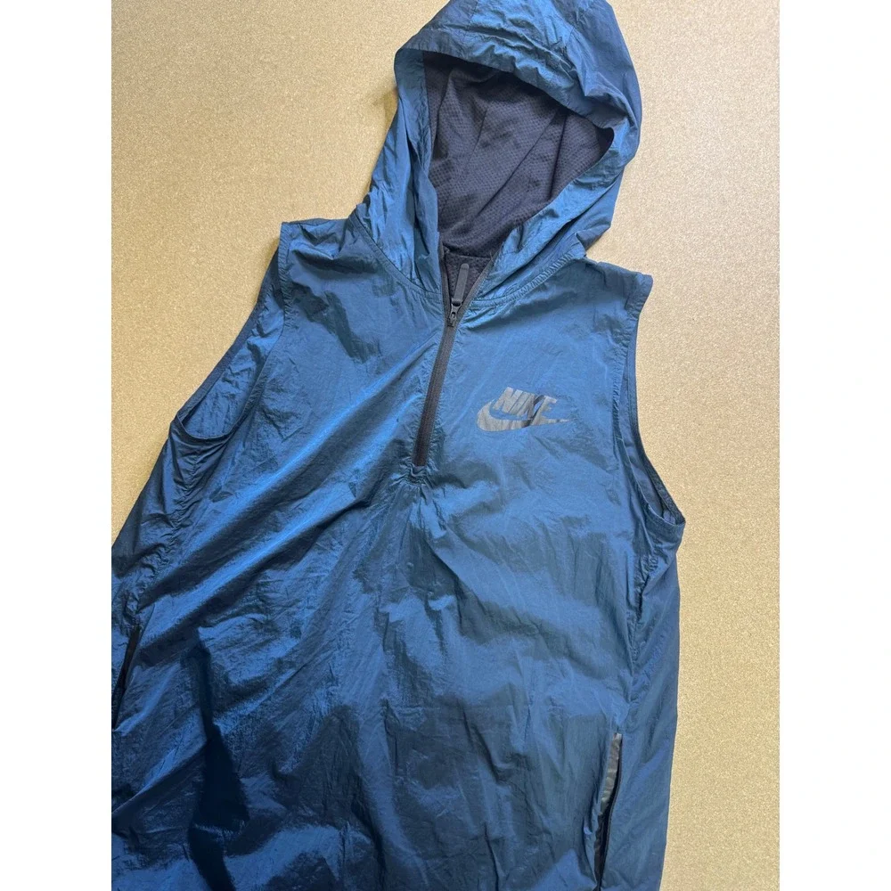 Nike‎ Sleeveless Hooded Anorak Vest Blue XL Athletic Sportswear $89